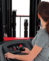 raymond stand up forklift controls